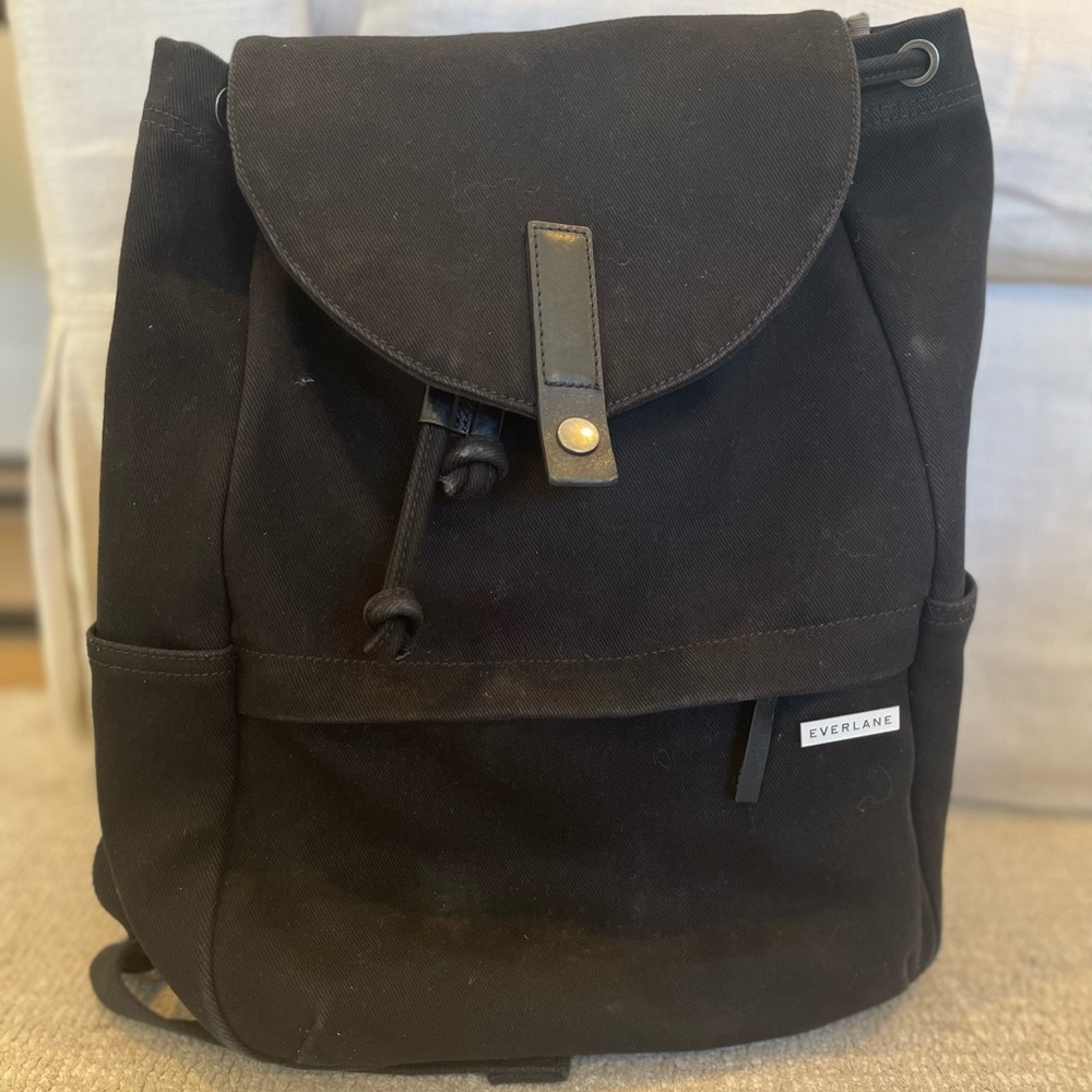 Black Everlane Modern Twill backpack (large)